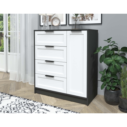 Тумба Тренд КТ-Т90 (Антрацит ЛДСП/ Белый ЛМДФ) Ш900 В1020 Г451